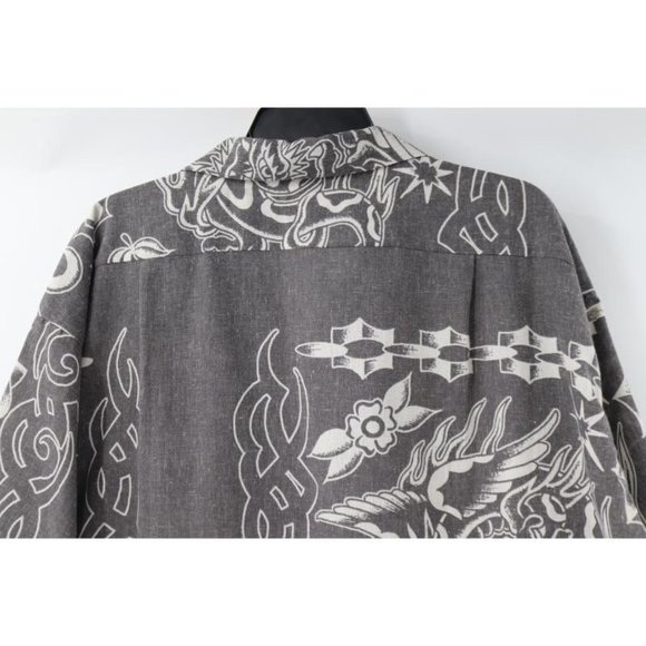Moussy Shirt Unisex size Free Linen Blend Bandana yin yang dragon‎ Oversized - Picture 11 of 13